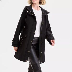 Michael Kors Black Hooded Anorak Rain Jacket S gold details